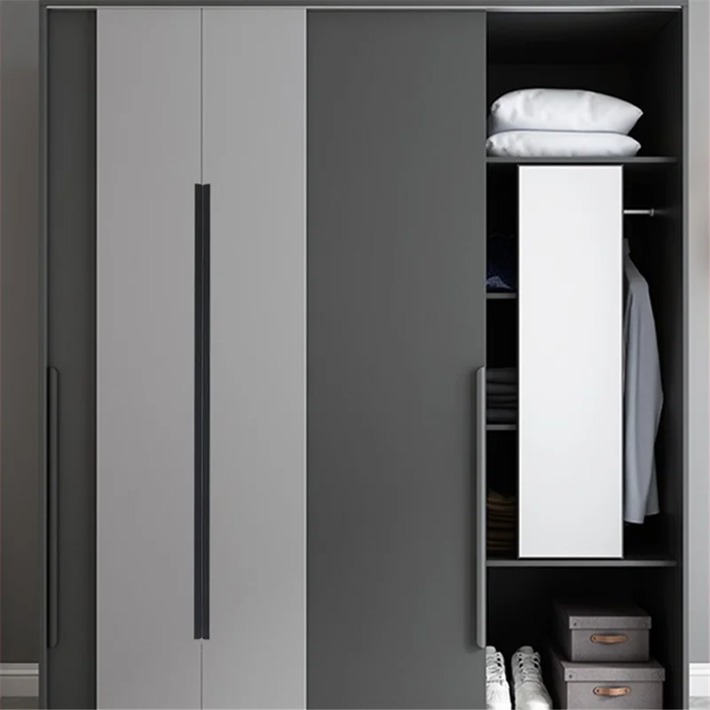 Aluminum Alloy Cabinet Pulls Handles Embedded Wardrobe Drawer Metal Pulls with 15mm Self-Tapping Screw - 64 / 80 / White