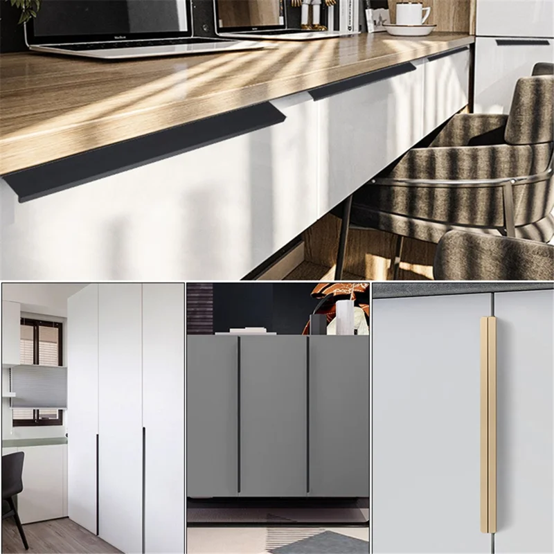 Aluminum Alloy Cabinet Pulls Handles Embedded Wardrobe Drawer Metal Pulls with 15mm Self-Tapping Screw - 64 / 80 / White