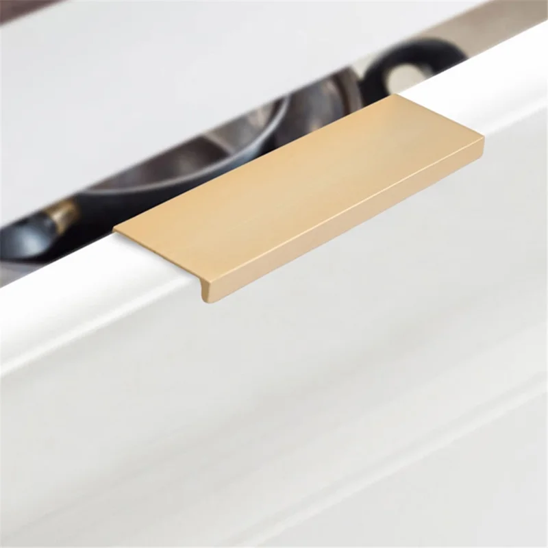 Aluminum Alloy Cabinet Pulls Handles Embedded Wardrobe Drawer Metal Pulls with 15mm Self-Tapping Screw - 64 / 80 / White