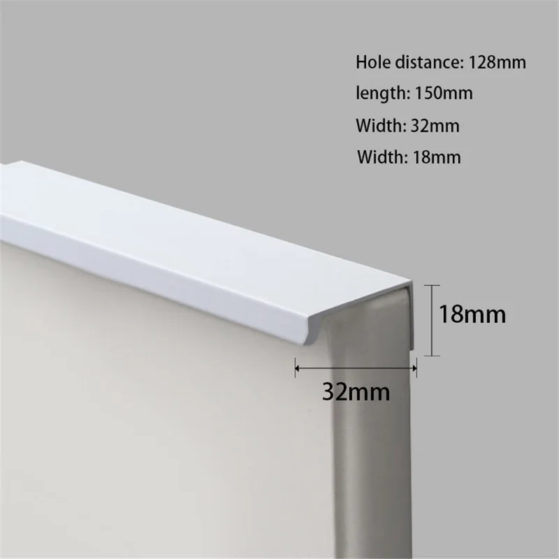 Aluminum Alloy Cabinet Pulls Handles Embedded Wardrobe Drawer Metal Pulls with 15mm Self-Tapping Screw - 160 / 200 / White