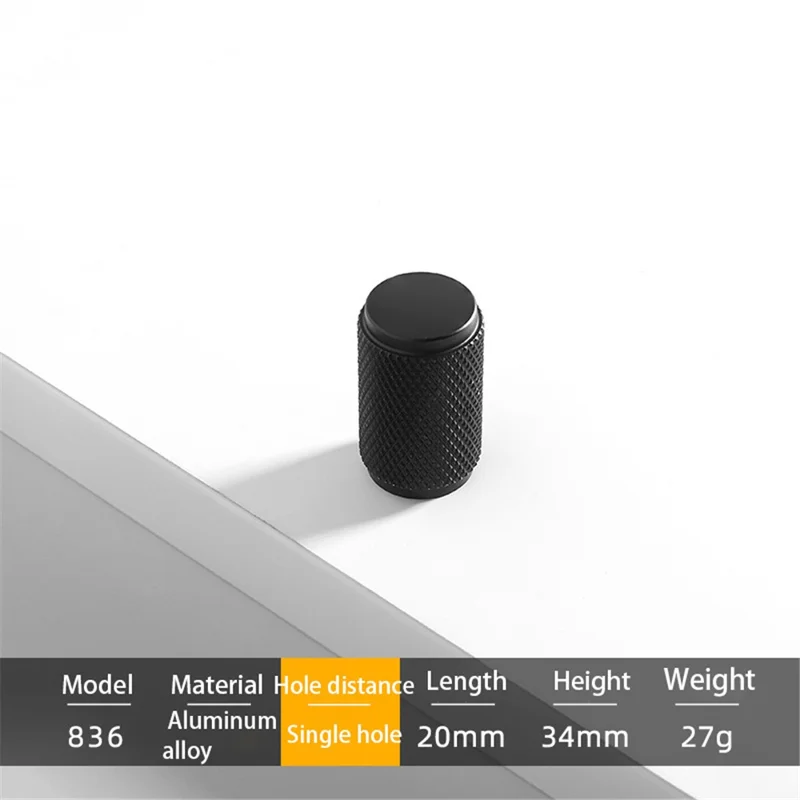 Simple Style Modern Cabinet Pulls Handle Drawer Wardrobe Small Round Pulls Knob with 22mm Screw - 836 / Black