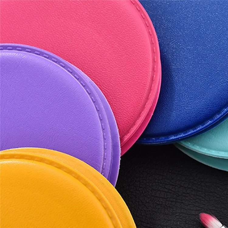Mini Round Makeup Mirror Portable Double-sided Cosmetic Mirror Folding Pocket Mirror with Keychain - Yellow