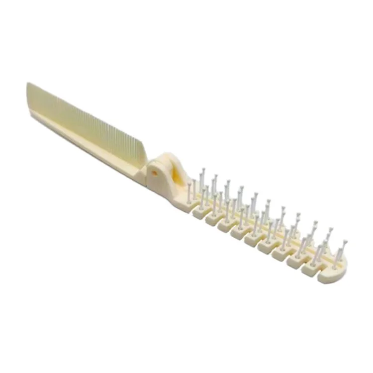 Pente de Viagem Portátil Desemaranhador de Cabelo Escova Dobrável Anti-Estática Ferramenta de Penteado - Branco Leitoso