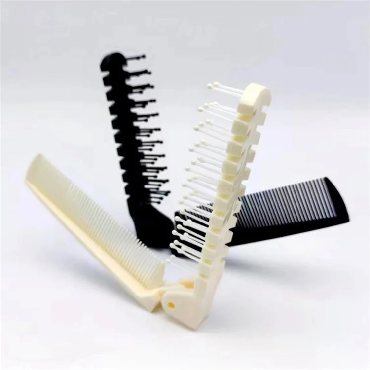 Pente de Viagem Portátil Desemaranhador de Cabelo Escova Dobrável Anti-Estática Ferramenta de Penteado - Branco Leitoso