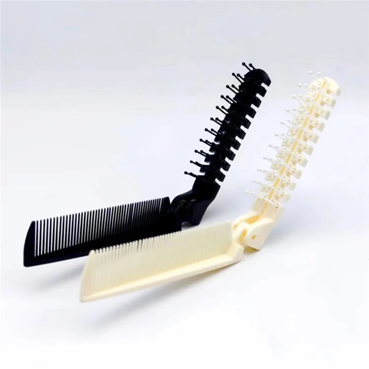 Pente de Viagem Portátil Desemaranhador de Cabelo Escova Dobrável Anti-Estática Ferramenta de Penteado - Branco Leitoso