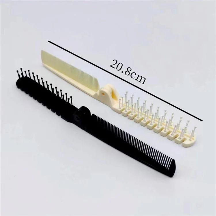 Pente de Viagem Portátil Desemaranhador de Cabelo Escova Dobrável Anti-Estática Ferramenta de Penteado - Branco Leitoso