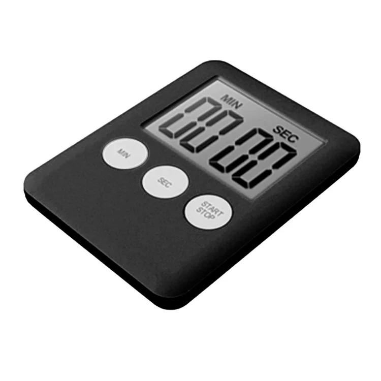 Minuterie de cuisine ultra fine grand écran LCD Affichage numérique Compte à rebours magnétique - Noir