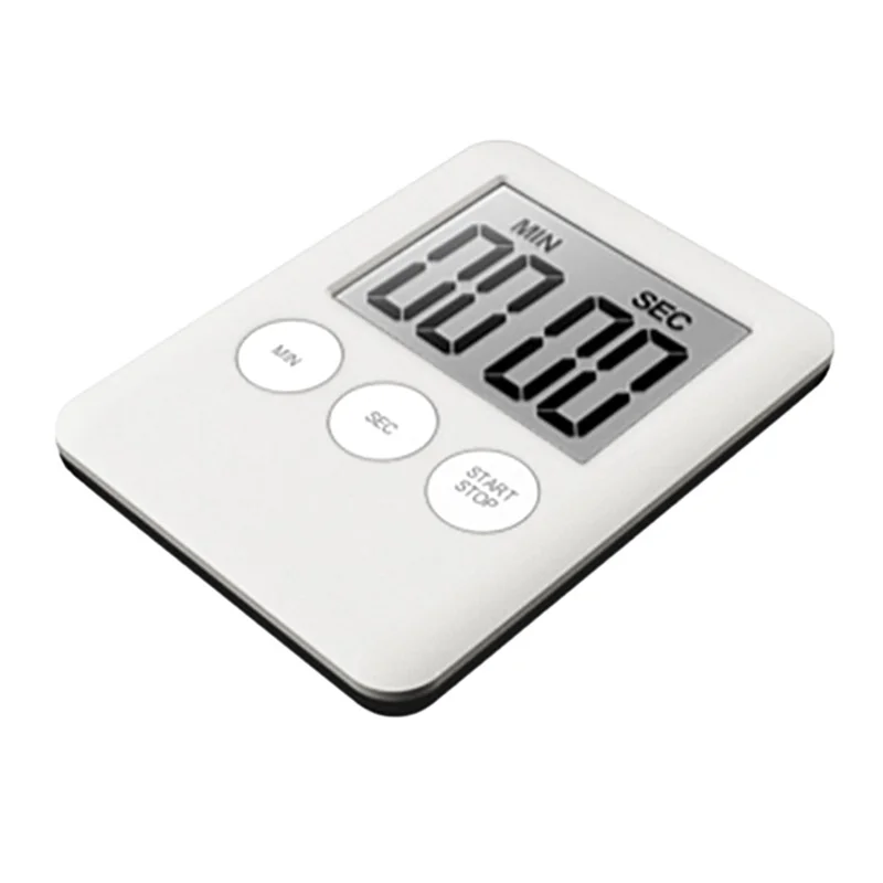 Temporizador de Cozinha Ultra Fino com Tela LCD Grande Exibição Digital Magnética de Contagem Regressiva - Branco