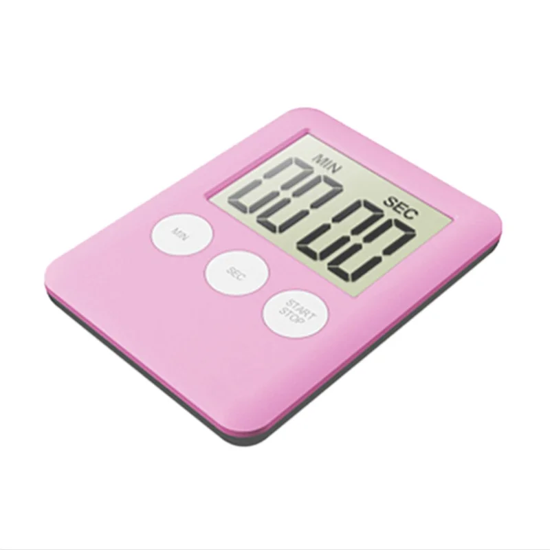Ultra Thin Kitchen Timer Large LCD Display Digital Magnetic Countdown Cooking Timer - Pink