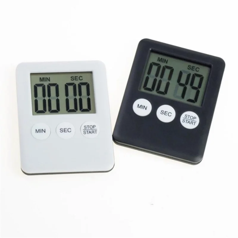 Temporizador de Cozinha Ultra Fino com Grande Tela LCD, Exibição Digital Magnética Regressiva - Amarelo