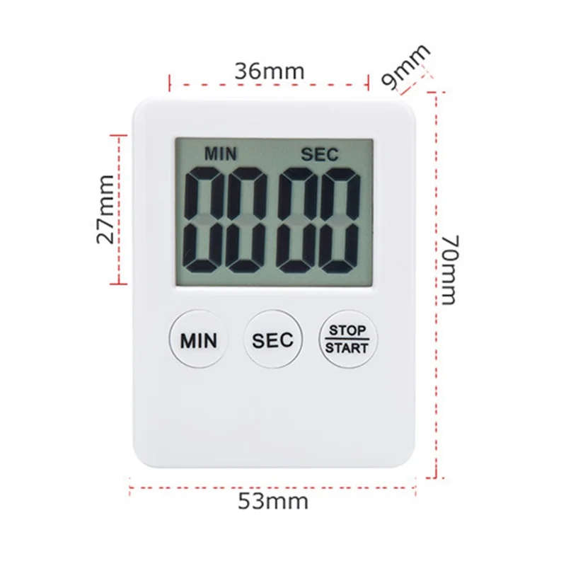 Temporizador de Cozinha Ultra Fino com Grande Tela LCD, Exibição Digital Magnética Regressiva - Amarelo