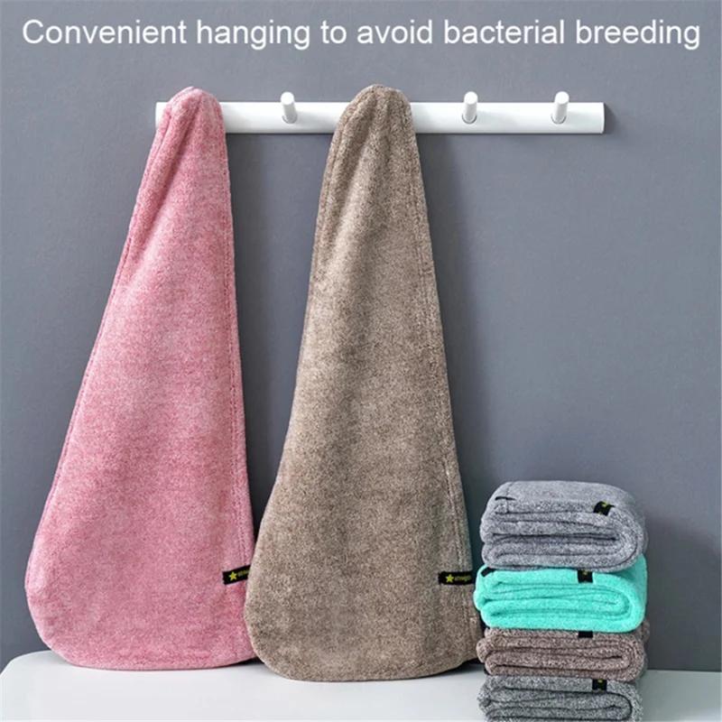 Toalla de pelo súper absorbente y secado rápido, turbante de baño, accesorios esenciales - Gris
