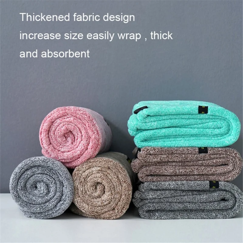 Toalla de pelo súper absorbente y secado rápido, turbante de baño, accesorios esenciales - Gris