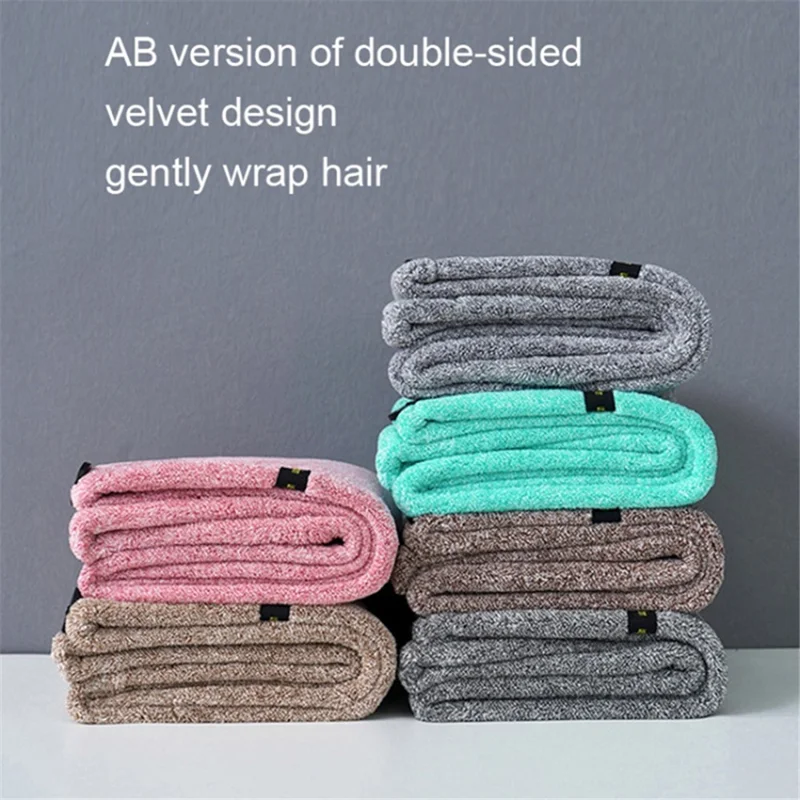 Toalla de pelo súper absorbente y secado rápido, turbante de baño, accesorios esenciales - Gris