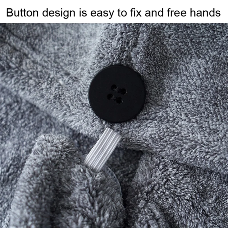 Toalla de pelo súper absorbente y secado rápido, turbante de baño, accesorios esenciales - Gris