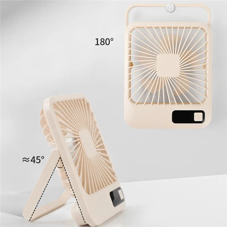 Q3 Digital Display Desk Fan USB Rechargeable 5 Speeds Ultra Thin Mute Cooling Fan (CE Certified) - Pink