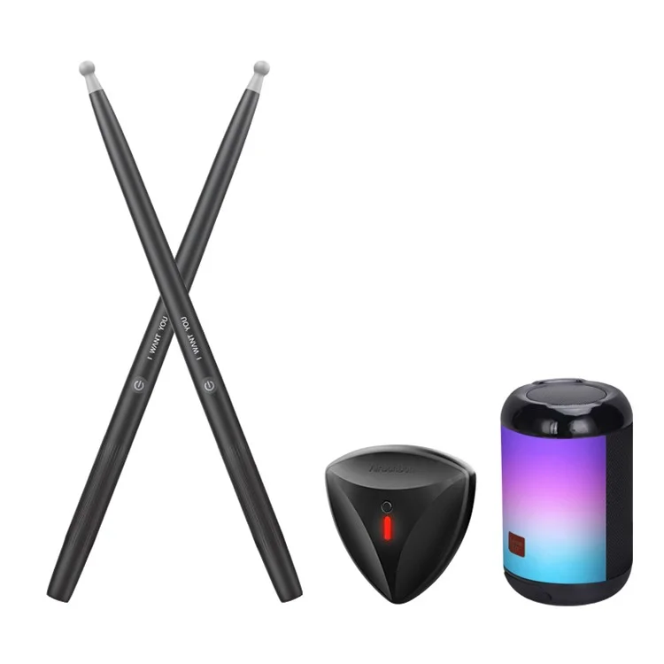 NX05 1 Pair Somatosensory Air Drum Sticks Electronic Drum Practice Air Drum Sticks with Bluetooth Speaker + Foot Sensor