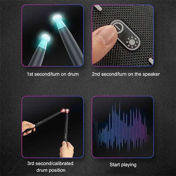 NX05 1 Pair Somatosensory Air Drum Sticks Electronic Drum Practice Air Drum Sticks with Bluetooth-compatible Speaker + Foot Sensor