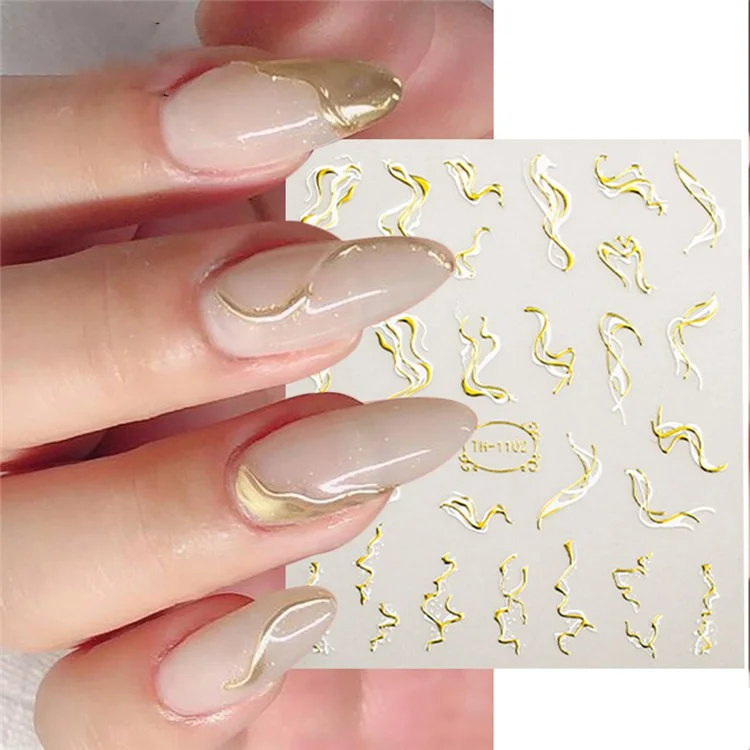 1 Hoja de Pegatinas de Arte de Uñas 3D Rayas Línea Pegatinas de Uñas Autoadhesivas Suministros de Arte de Uñas para Decoración de Uñas DIY - TH-1107