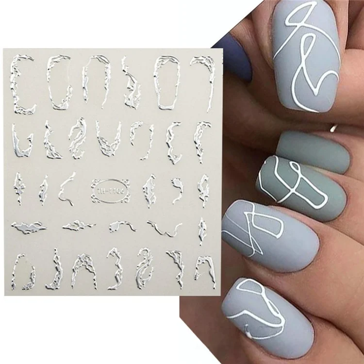 1 Hoja de Pegatinas de Arte de Uñas 3D Rayas Línea Pegatinas de Uñas Autoadhesivas Suministros de Arte de Uñas para Decoración de Uñas DIY - TH-1107