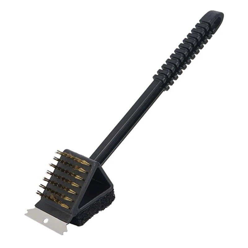 Grill Cleaning Brush Outdoor Camping BBQ Brush + Sponge + Scraper 3-in-1 Cleaning Tool