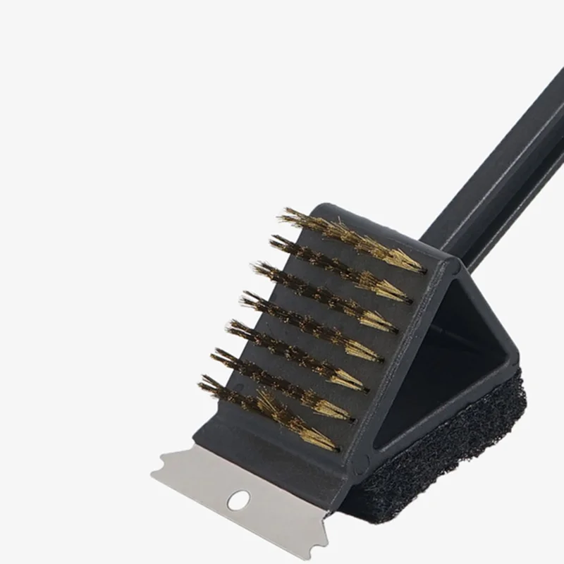 Grill Cleaning Brush Outdoor Camping BBQ Brush + Sponge + Scraper 3-in-1 Cleaning Tool