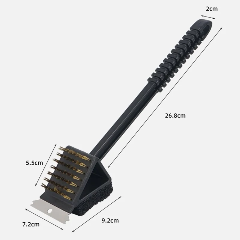 Grill Cleaning Brush Outdoor Camping BBQ Brush + Sponge + Scraper 3-in-1 Cleaning Tool