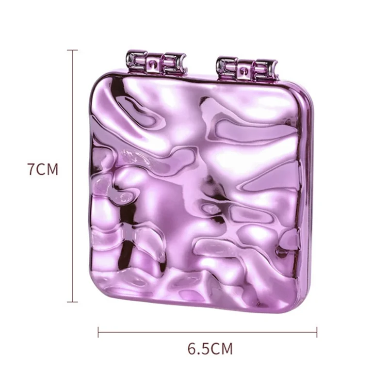 Mini Double Side ABS+Glass Electroplated Makeup Mirror Portable Folding Women Makeup Mirror - Lila