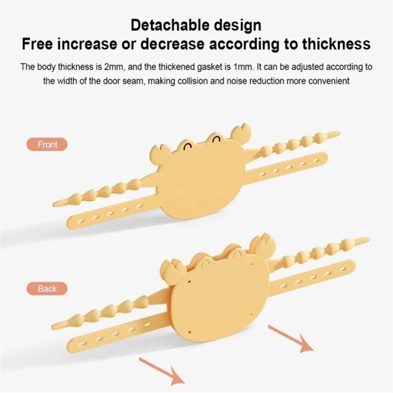 Cartoon Crab Shape Silent Lock Quiet Door Closer Silencer Slamming Latch Cover Doors Noise Preventer - Grey