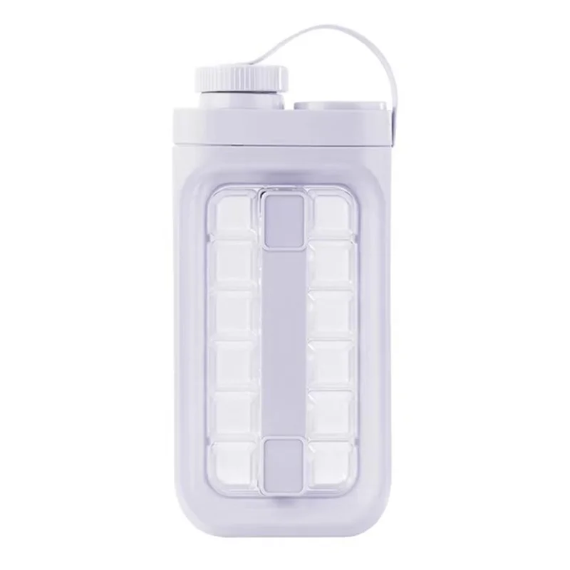 2 in 1 Ice Cube Mold Kettle Portable 17 Grids Ice Maker Bottle (BPA Free, No FDA Certificate) - White