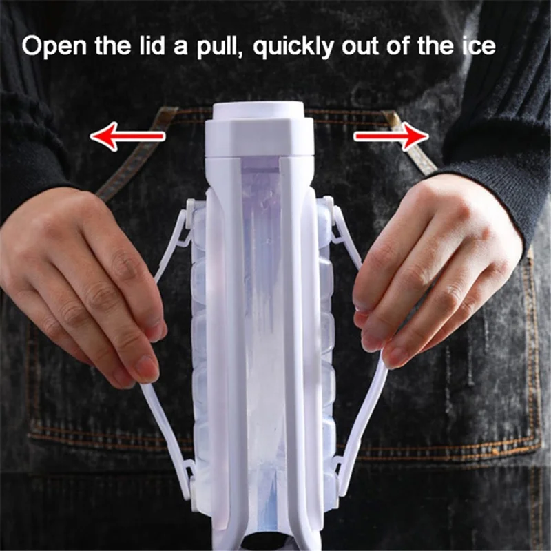 2 in 1 Ice Cube Mold Kettle Portable 17 Grids Ice Maker Bottle (BPA Free, No FDA Certificate) - White