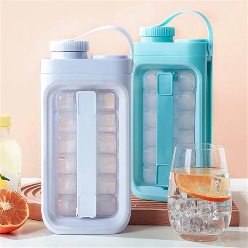 2 in 1 Ice Cube Mold Kettle Portable 17 Grids Ice Maker Bottle (BPA Free, No FDA Certificate) - White