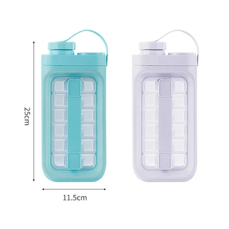 2 in 1 Ice Cube Mold Kettle Portable 17 Grids Ice Maker Bottle (BPA Free, No FDA Certificate) - White