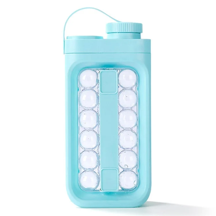 2 в 1 Портативный 17-сеточный ледяной шариковый Maker Bottle Round Ice Mold Kettle (BPA Free, без сертификата FDA) - Детский голубой