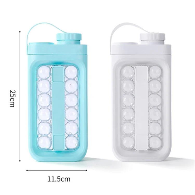 2 в 1 Портативный 17-сеточный ледяной шариковый Maker Bottle Round Ice Mold Kettle (BPA Free, без сертификата FDA) - Детский голубой