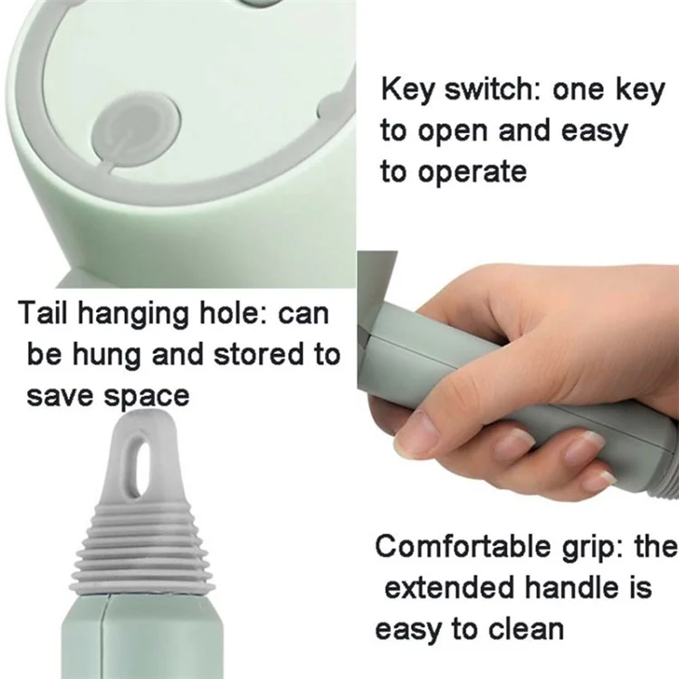 Electric Cleaning Brush 3 Gears Rechargeable Cleaner with 2 Replaceable Brush Heads and Built-in 1200mAh Battery - Green