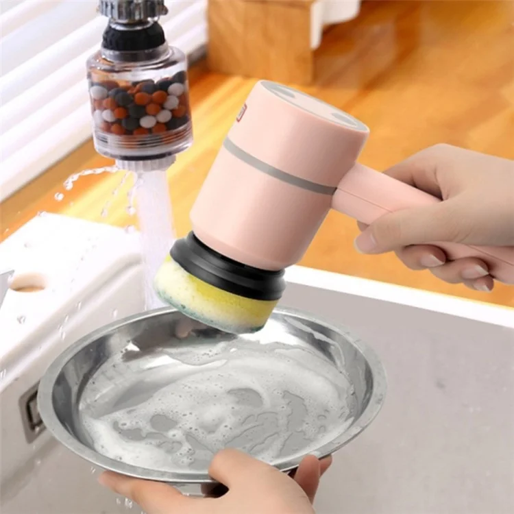 3 Gears Rechargeable Electric Cleaning Brush Strong Power Cleaner with 4 Replaceable Brush Heads - Grün