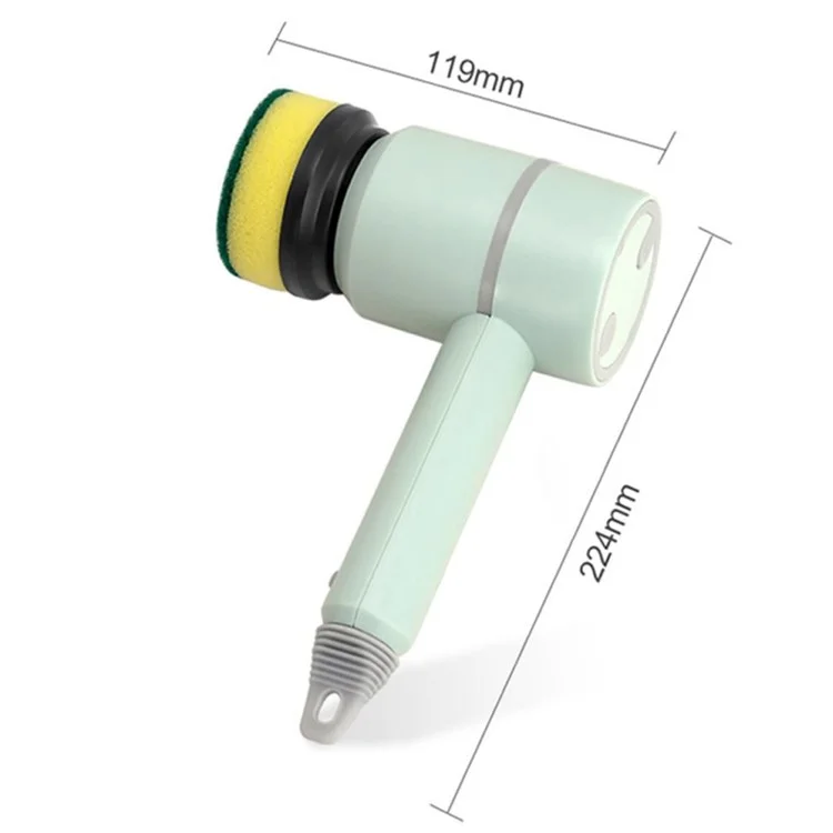 3 Gears Rechargeable Electric Cleaning Brush Strong Power Cleaner with 4 Replaceable Brush Heads - Grün