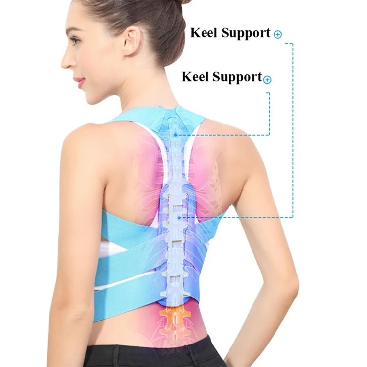 020 Adult Hunchback Corrector Elastic Body Posture Correction Belt Adjustable Back Brace - Blau / S
