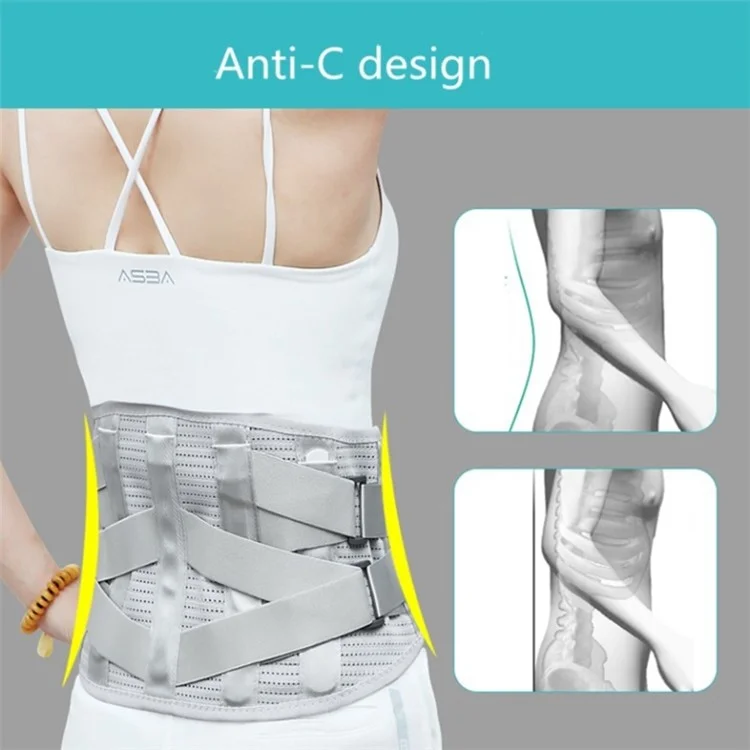 Lower Back Braces Steel Plate Lumbar Support Waist Backbrace Breathable Mesh Design Compression Belt Posture Corrector - M