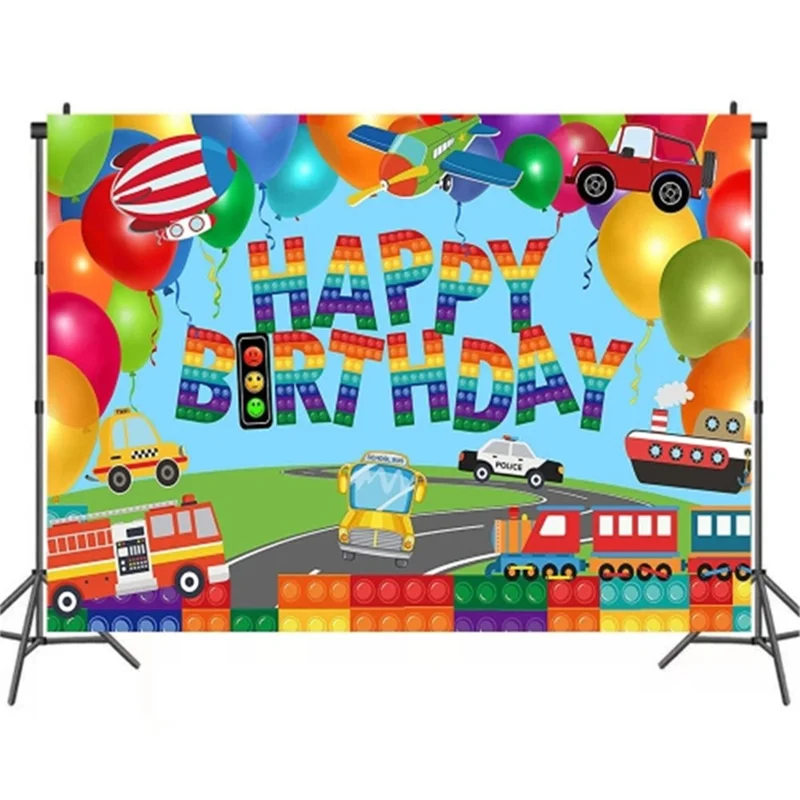 95X75CM Kids Birthday Theme Party Backdrop Cartoon Background Polyester Children Gathering Decoration