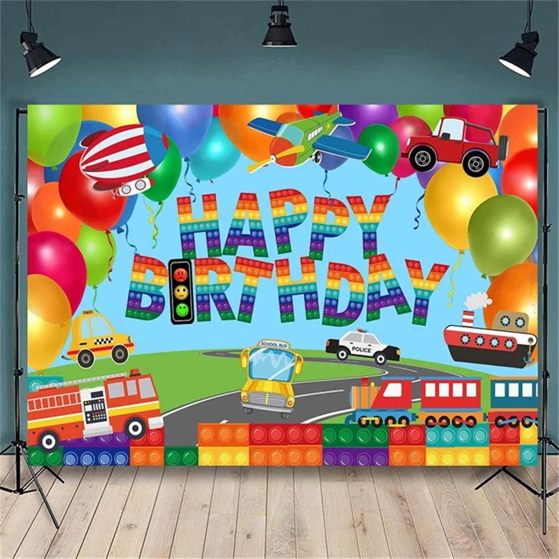 95X75CM Kids Birthday Theme Party Backdrop Cartoon Background Polyester Children Gathering Decoration