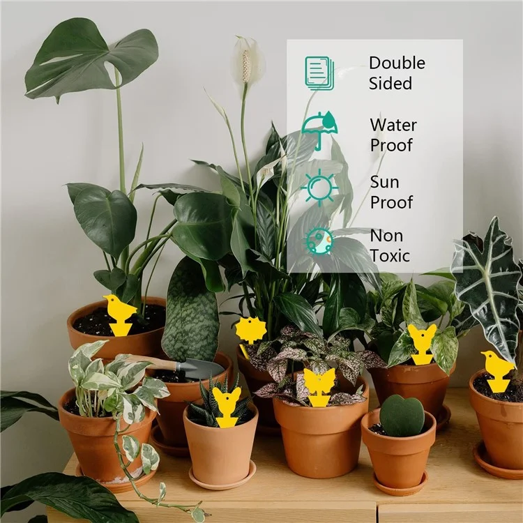 20Pcs Sticky Insect Trap Plant Pest Control Catcher Gardening Supplies Double-sided Yellow PP Sticky Board - Thick Butterfly