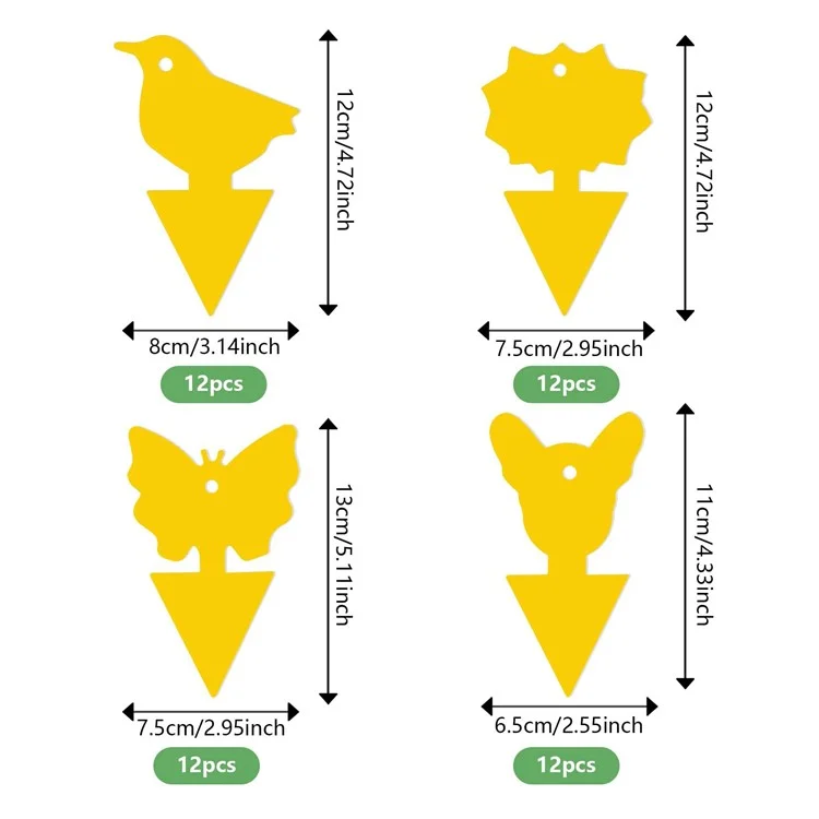 20Pcs Sticky Insect Trap Plant Pest Control Catcher Gardening Supplies Double-sided Yellow PP Sticky Board - Thick Butterfly