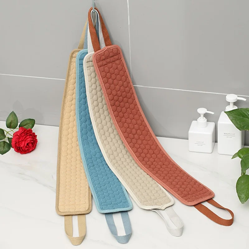 1 Set Fiber Cloth Body Exfoliating Bath Towel Back Skin Scrubber Strap Shower Bath Glove - Coffee