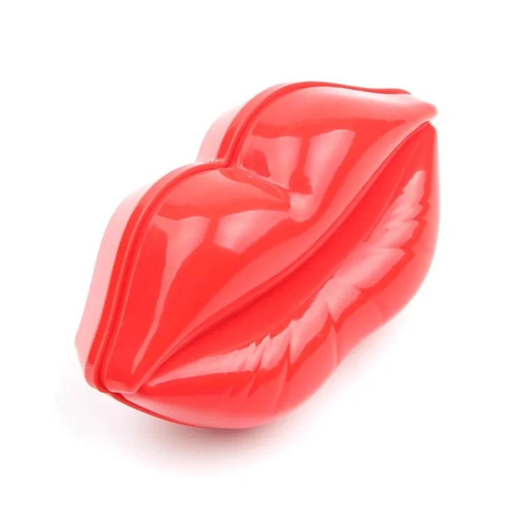 Peigne de Voyage en Plastique ABS en Forme de Lèvre Compact Mini Brosse à Cheveux avec Miroir pour Femmes - Rose