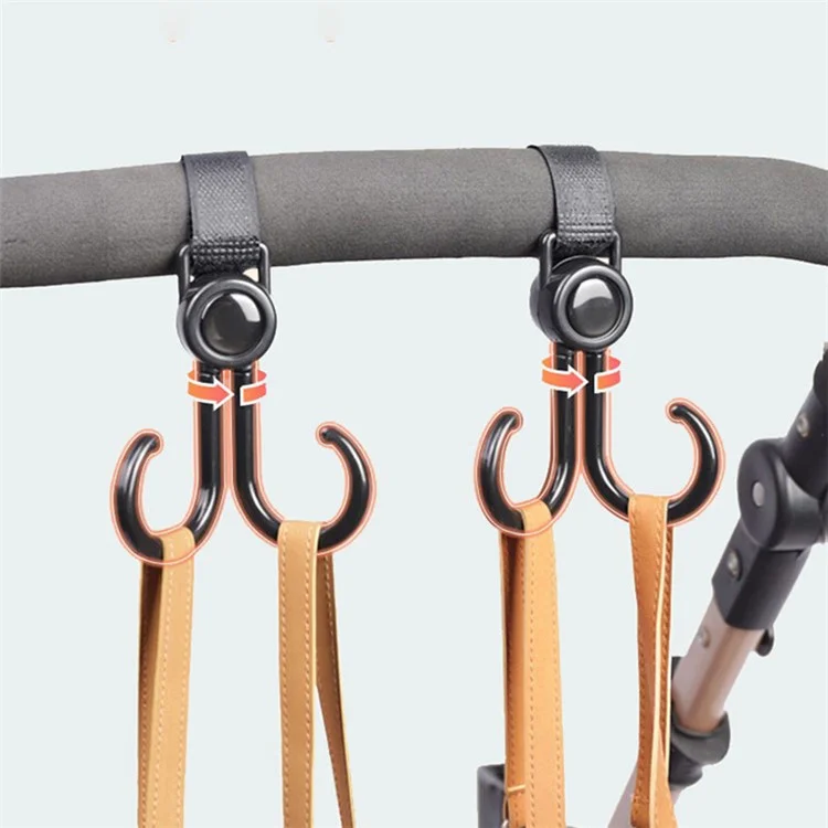 Baby Stroller Pram Dual-Hook Hanger Pushchair ABS Hook for Baby Changing Bag Handbag
