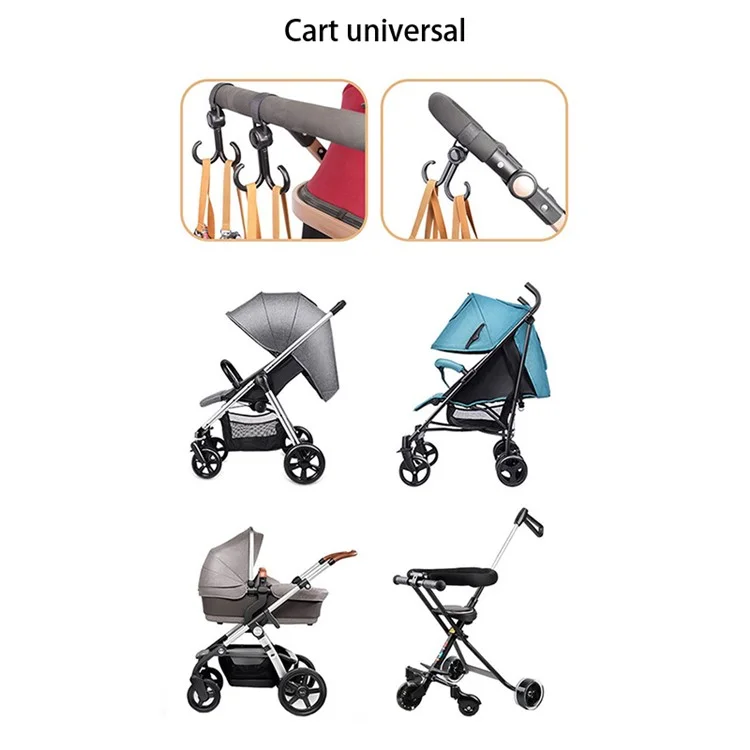 Baby Stroller Pram Dual-Hook Hanger Pushchair ABS Hook for Baby Changing Bag Handbag