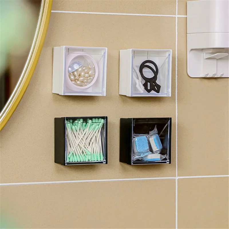 Magnetic Wall Mount Storage Box Small Objects Organizer Container, Short Style, 8.5x8.5x4.6cm - Black