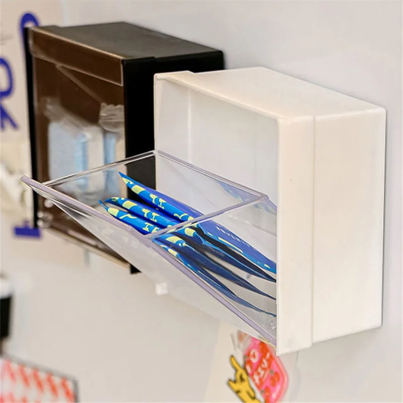 Magnetic Wall Mount Storage Box Small Objects Organizer Container, Short Style, 8.5x8.5x4.6cm - Black